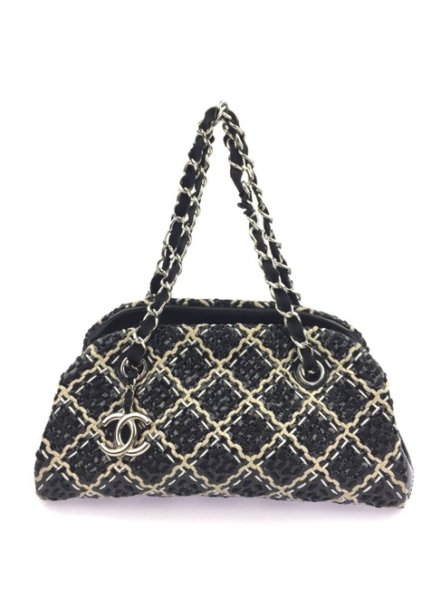 Chanel Mademoiselle Just Stitch Black Patent Leather Tote