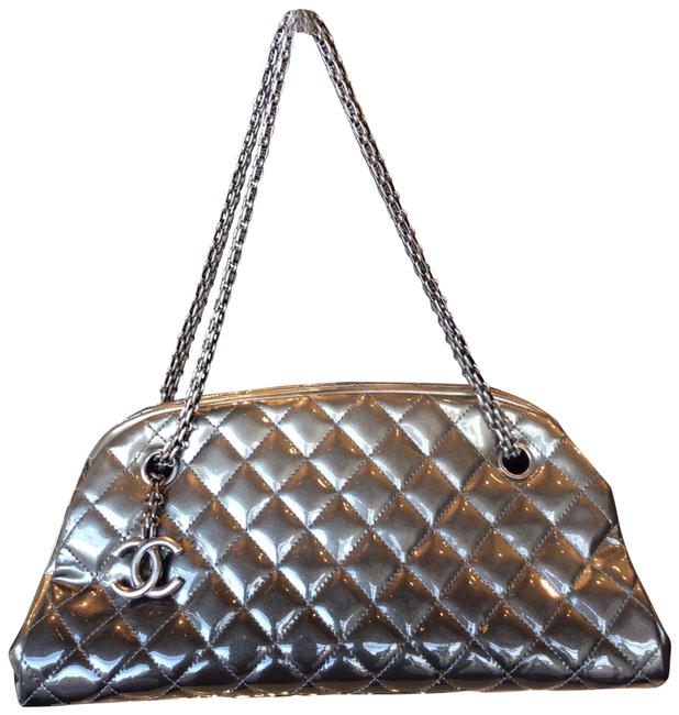 Chanel Mademoiselle Purse Grey Patent Leather Tote