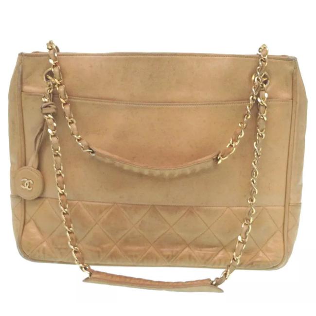 Chanel Matelasse Quilted Cc Chain Tan Leather Tote