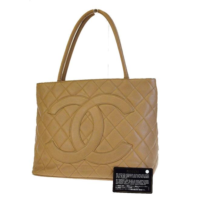 Chanel Medallion Beige Caviar Tote