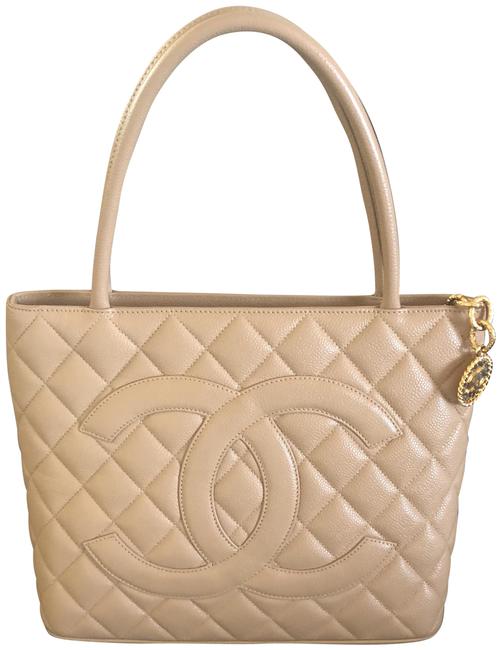 Chanel Medallion Beige Lambskin Tote