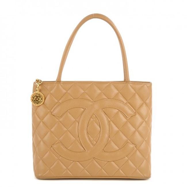 Chanel Medallion Beige Leather Tote