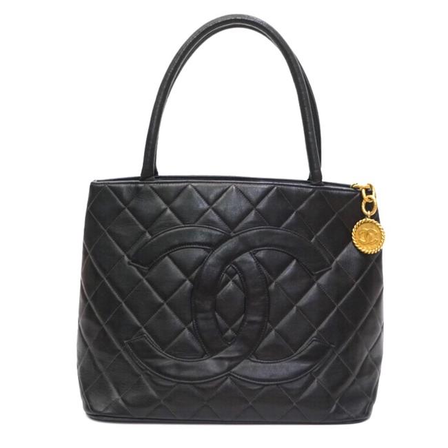 Chanel Medallion Black Lambskin Leather Tote
