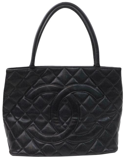 Chanel Medallion Black Leather Hand Tote