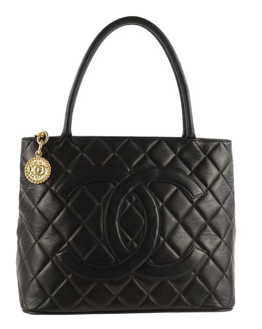 Chanel Medallion Black Leather Tote