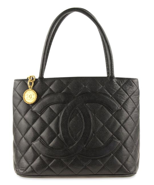 Chanel Medallion Caviar Black Leather Tote