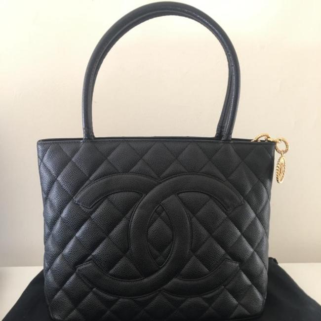 Chanel Caviar Quilted Medallion Black Leather Tote