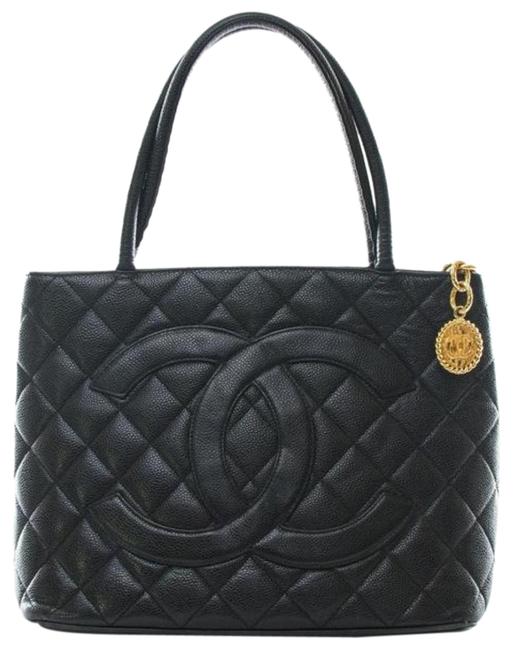 Chanel Gold Medallion Black Caviar Tote