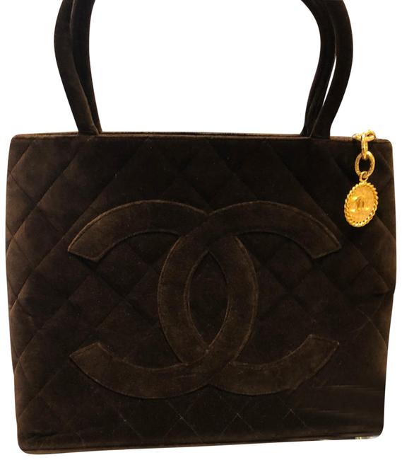 Chanel Medallion Handbag Chocolate Brown Velvet with Gold Hardware Tote