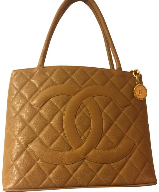 Chanel Medallion Medium Handbag Brown Caviar Leather Tote