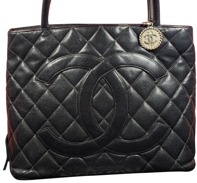 Chanel Medallion Quilted Black Leather Tote
