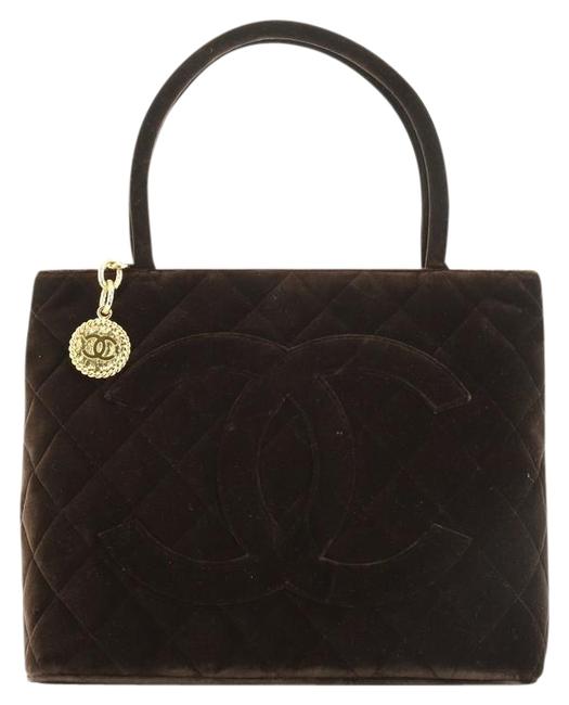 Chanel Medallion Quilted Brown Velvet Tote