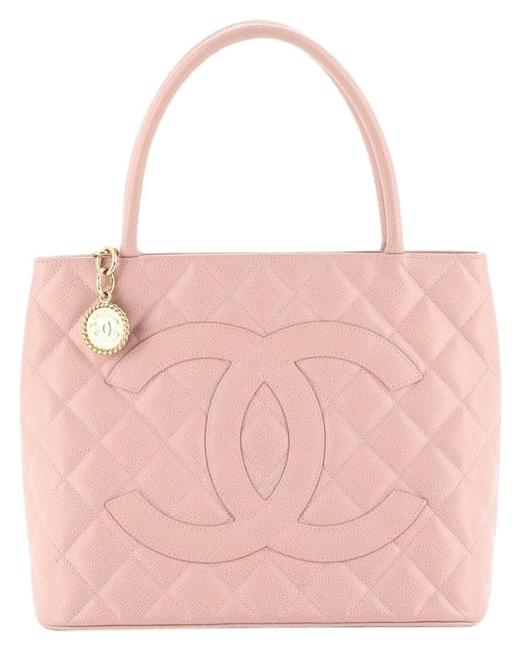 Chanel Medallion Quilted Caviar Pink Leather Tote