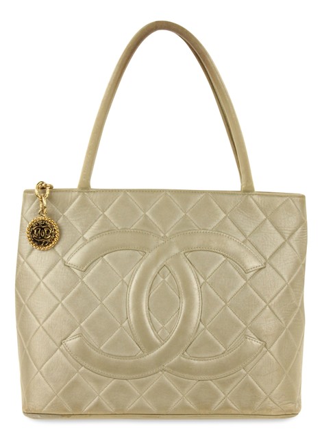 Chanel Medallion Quilted Gold Leather Tote