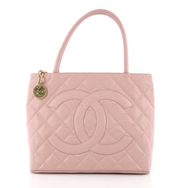 Chanel Medallion Quilted Pink Caviar Leather Tote