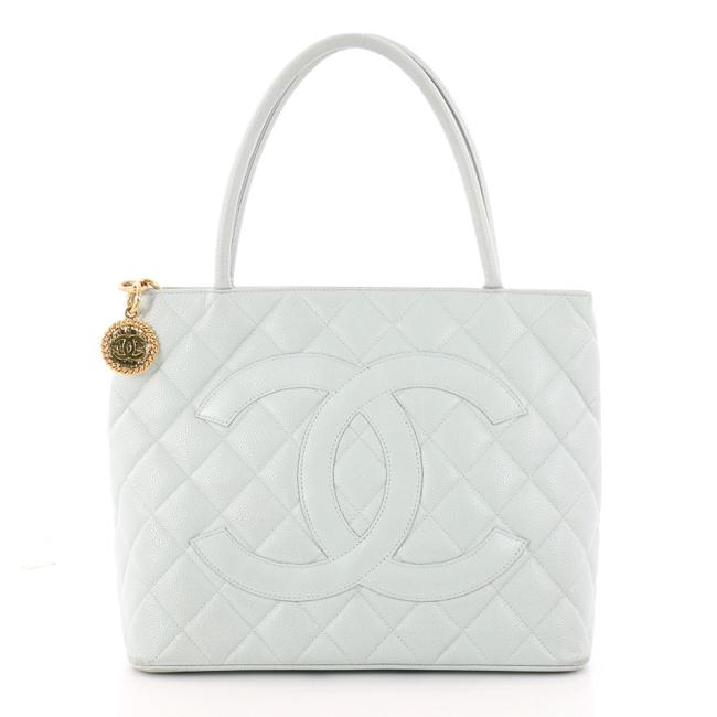Chanel Medallion Quilted White Caviar Tote