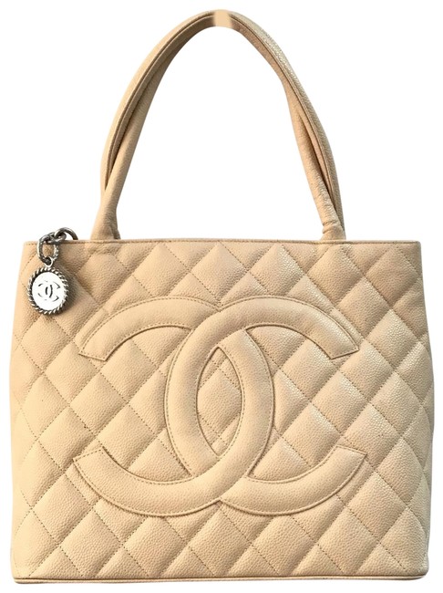 Chanel Medallion Tan Caviar Leather Tote