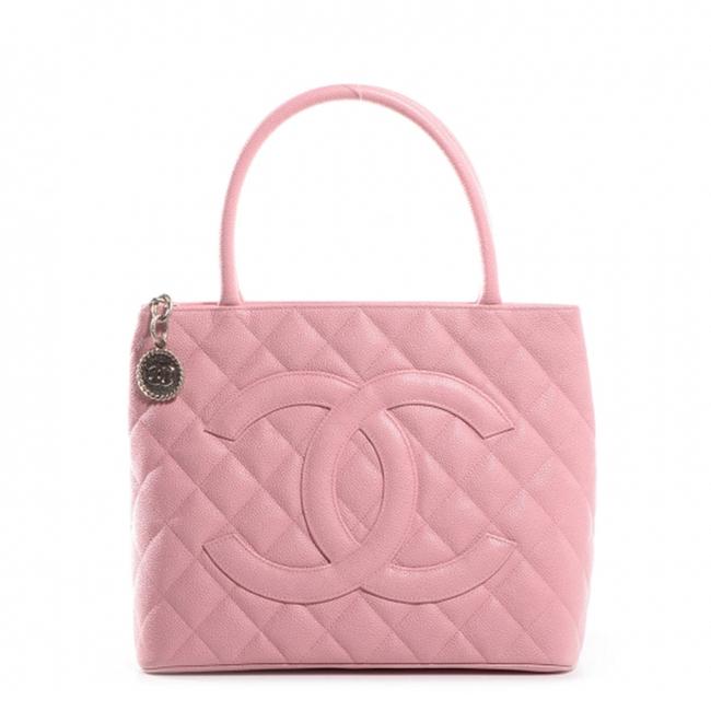 Chanel Vintage Quilted Medallion Pink Caviar Leather Tote