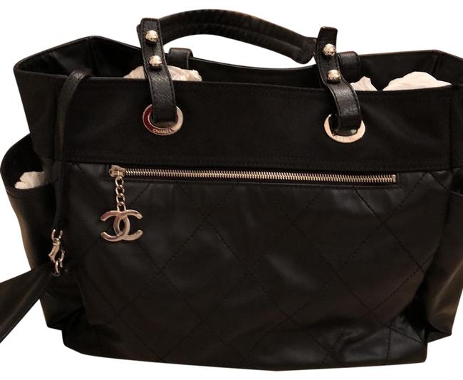 Chanel Hobo Metallic Large Black Fabric Tote