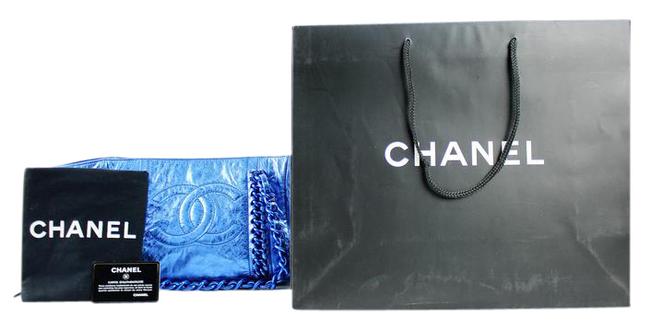Chanel Metallic Modern Chain 68cca3117 Blue Leather Tote
