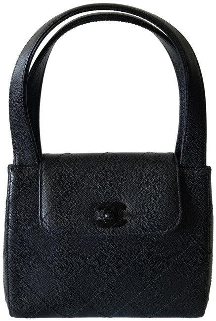 Chanel Mini Kelly Hardware Black Caviar Leather Tote
