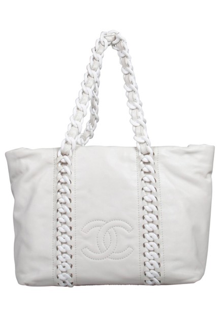 Chanel Modern Chain Rhodoid White Leather Tote