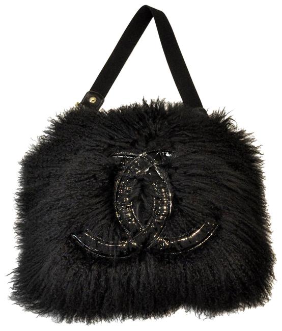 Chanel Mongolian Lamb Black Fur Tote