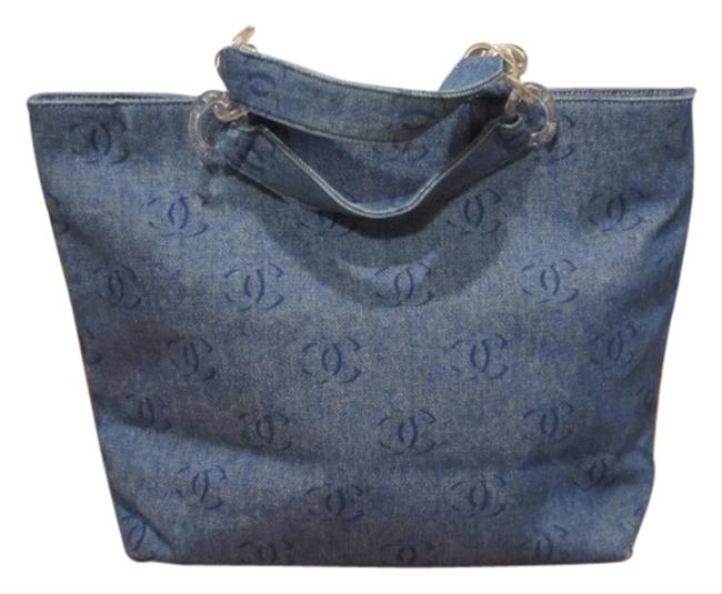 Chanel Monogram Canvas Navy Denim Tote