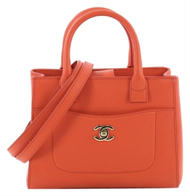 Chanel Neo Executive Grained Mini Orange Calfskin Leather Tote