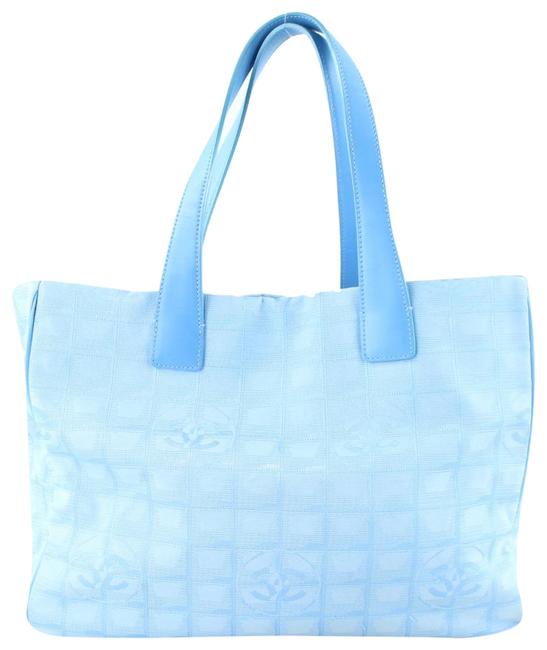 Chanel New Line Mm Shopper 223273 Blue Nylon Tote