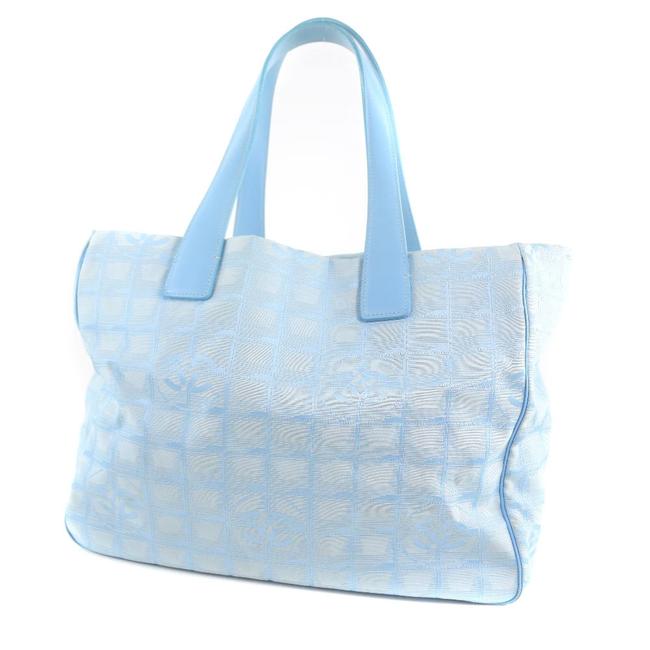 Chanel New Travel Line Mm Ladies Light Blue Canvas Tote
