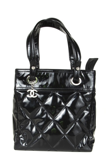 Chanel Paris baritz Black Patent Leather Tote