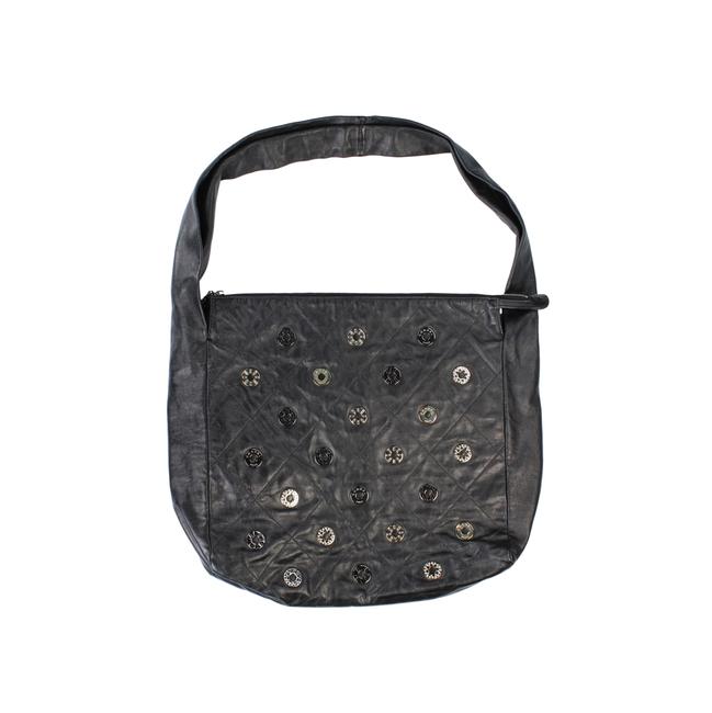 Chanel Paris dubai 2015 Crystal Medallion Black Leather Tote