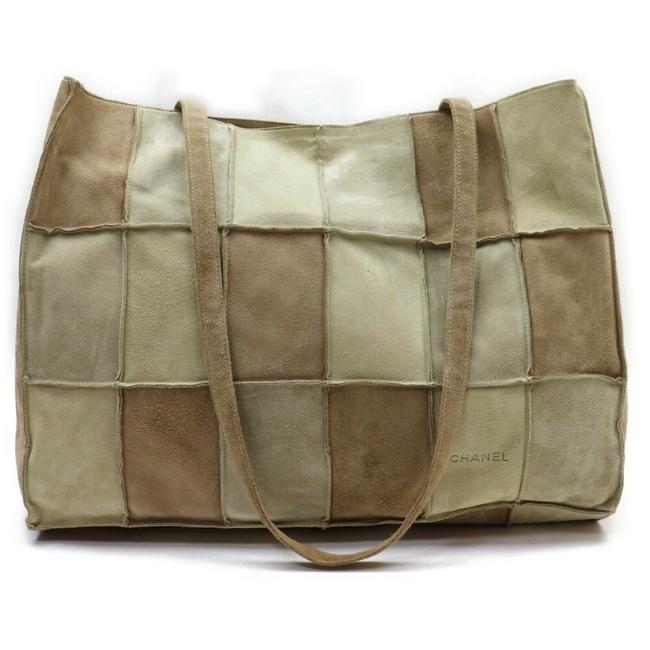 Chanel Patchwork Shopper Brown 872658 Beige Suede Leather Tote