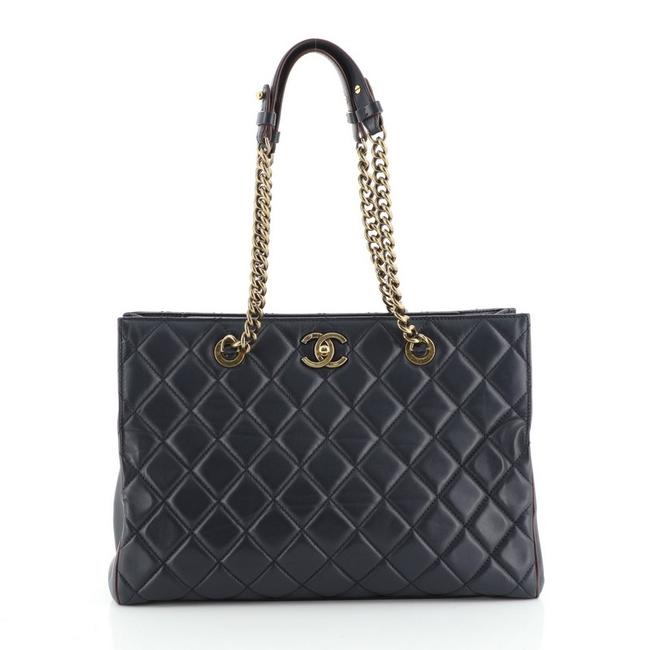 Chanel Perfect Edge Quilted Large Blue Leather Tote