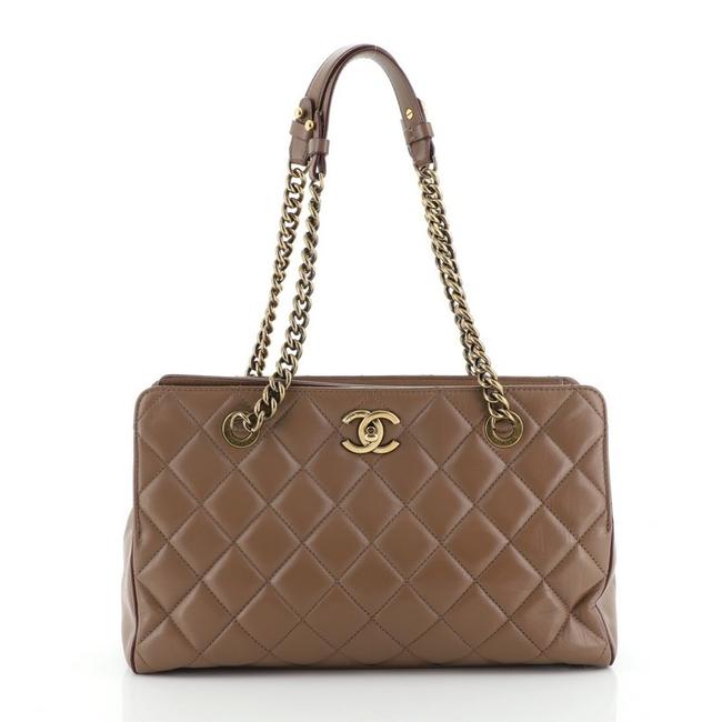 Chanel Perfect Edge Quilted Small Brown Leather Tote