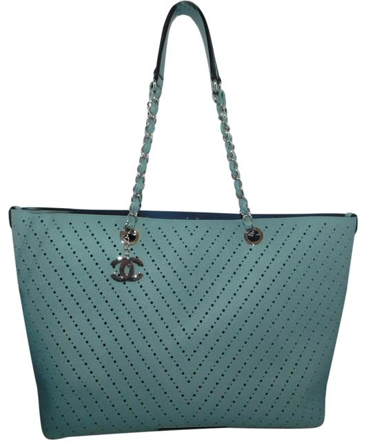 Chanel Perforated Large B108 Green Grained Calfskin Tote