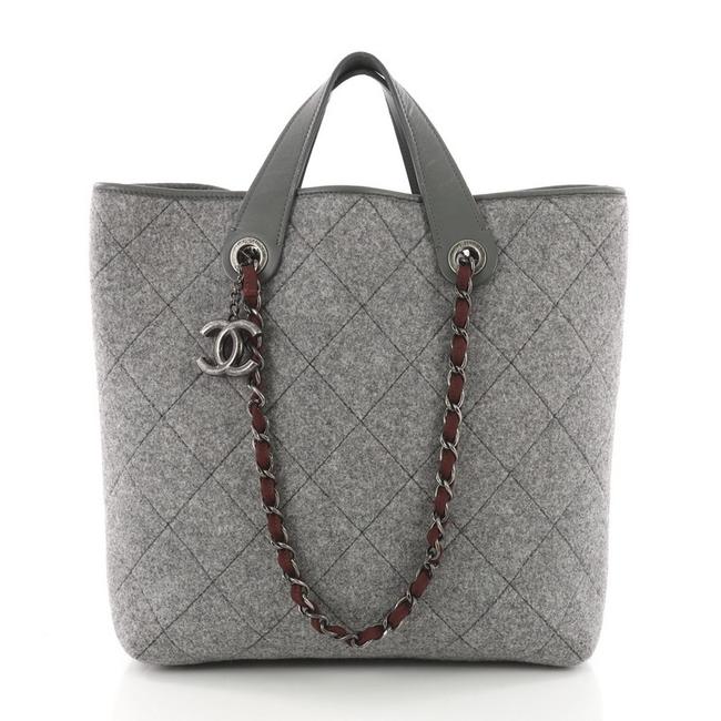 Chanel Pop Quilted Large Grey Felt Tote