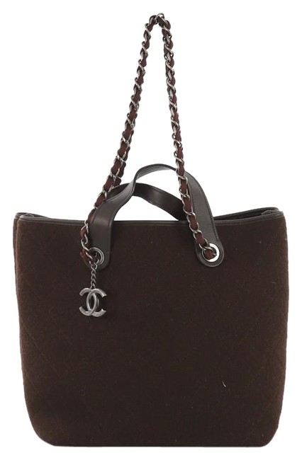 Chanel Pop Quilted Medium Brown Felt Tote