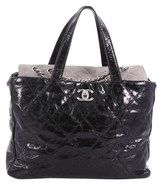 Chanel Portobello Quilted Glazed Medium Black Calfskin Tote