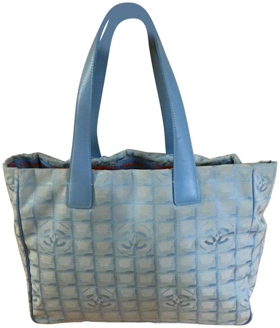 Chanel Powder Blue Canvas &amp; Leather Tote