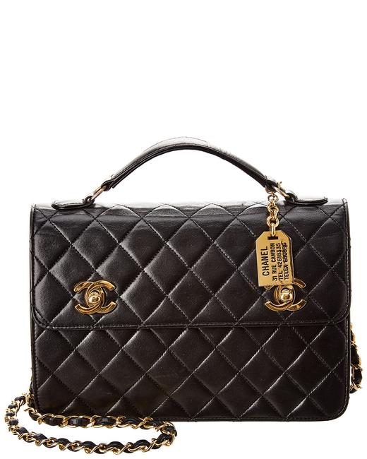 Chanel Pre owned Black Quilted Lambskin Leather Briefcase No Color Tote