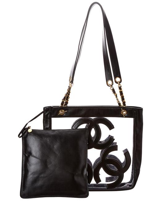 Chanel Pre owned Black Vinyl Large 3cc No Color Tote