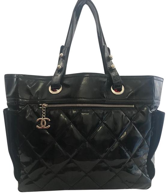 Chanel Quilt Black Patent Leather Tote