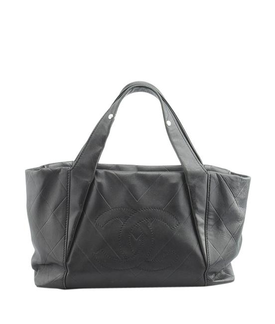 Chanel Quilted 145214 Black Leather Tote
