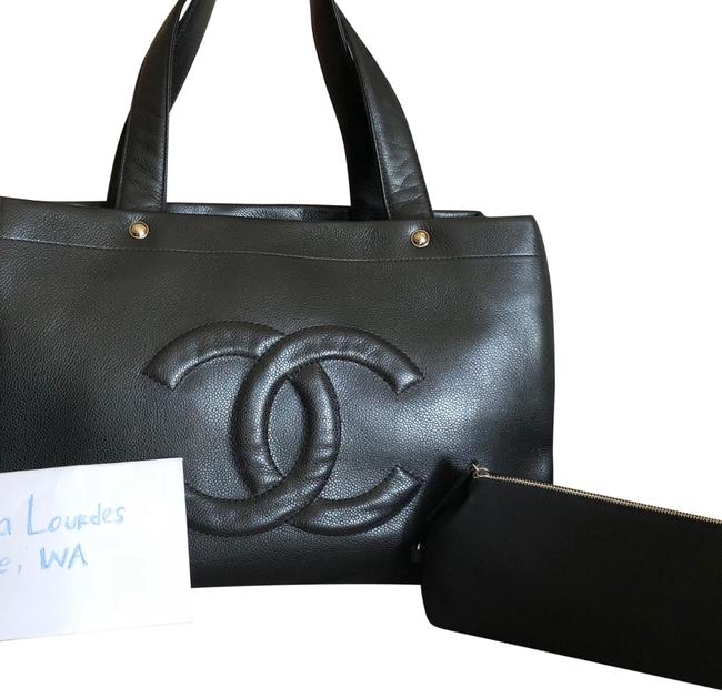 Chanel Bag Quilted Black Caviar Leather Tote