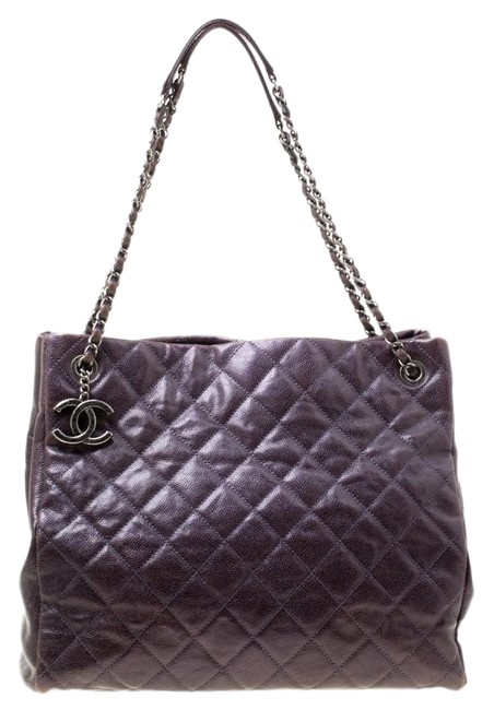 Chanel Quilted Caviar Burgundy Leather Tote