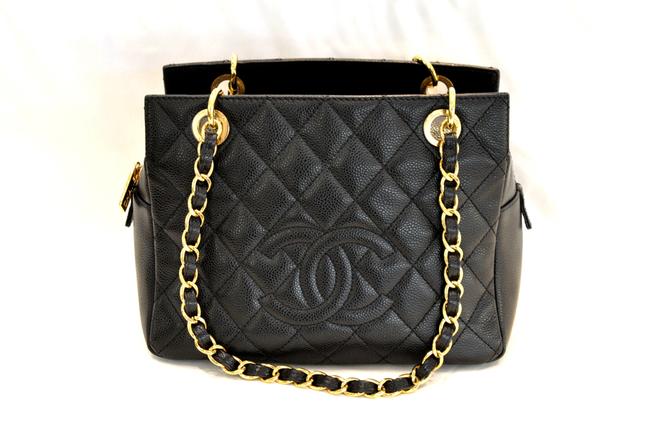 Chanel Quilted Caviar Petit Timeless Black Leather Tote