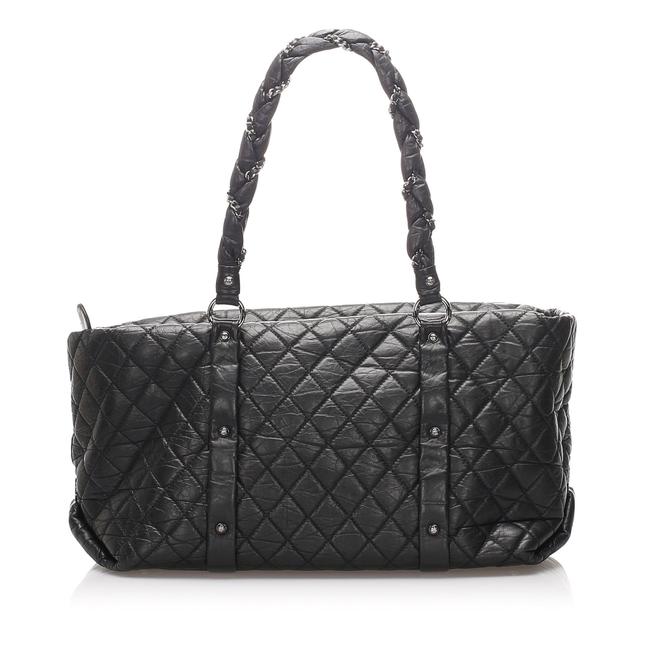 Chanel Quilted Lady Braid Black Leather Tote