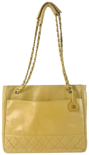 Chanel Quilted Lambskin Tan Leather Tote